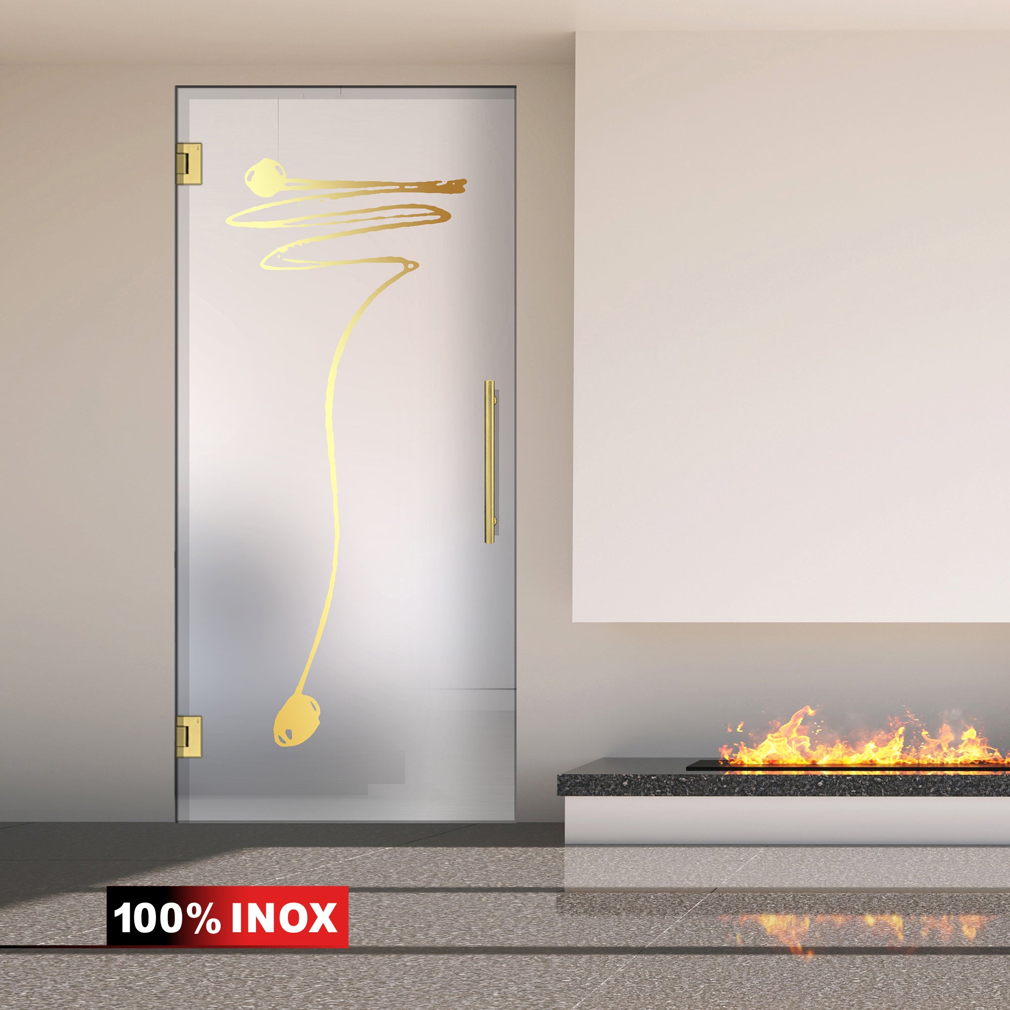 Porta in vetro battente oro, #Satinato