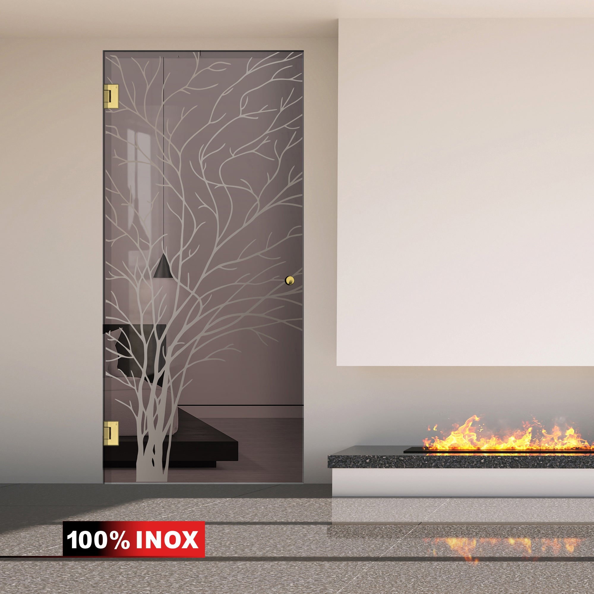 Porta in vetro battente oro, #Bronzo