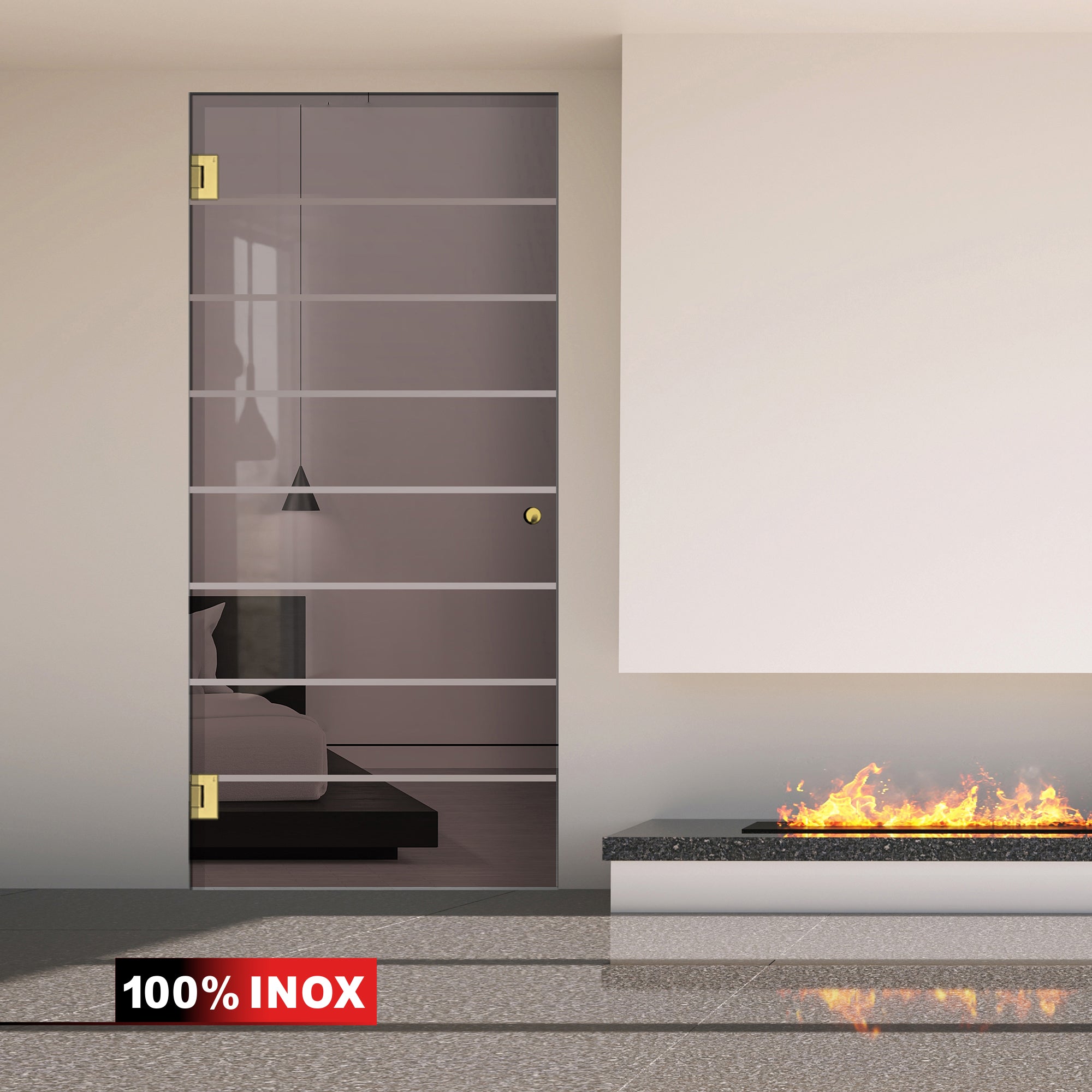 Porta in vetro battente oro, #Bronzo