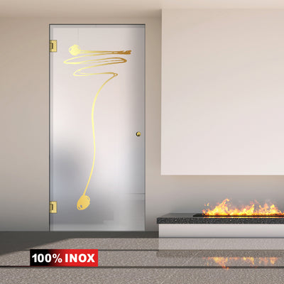 Porta in vetro battente oro, #Satinato