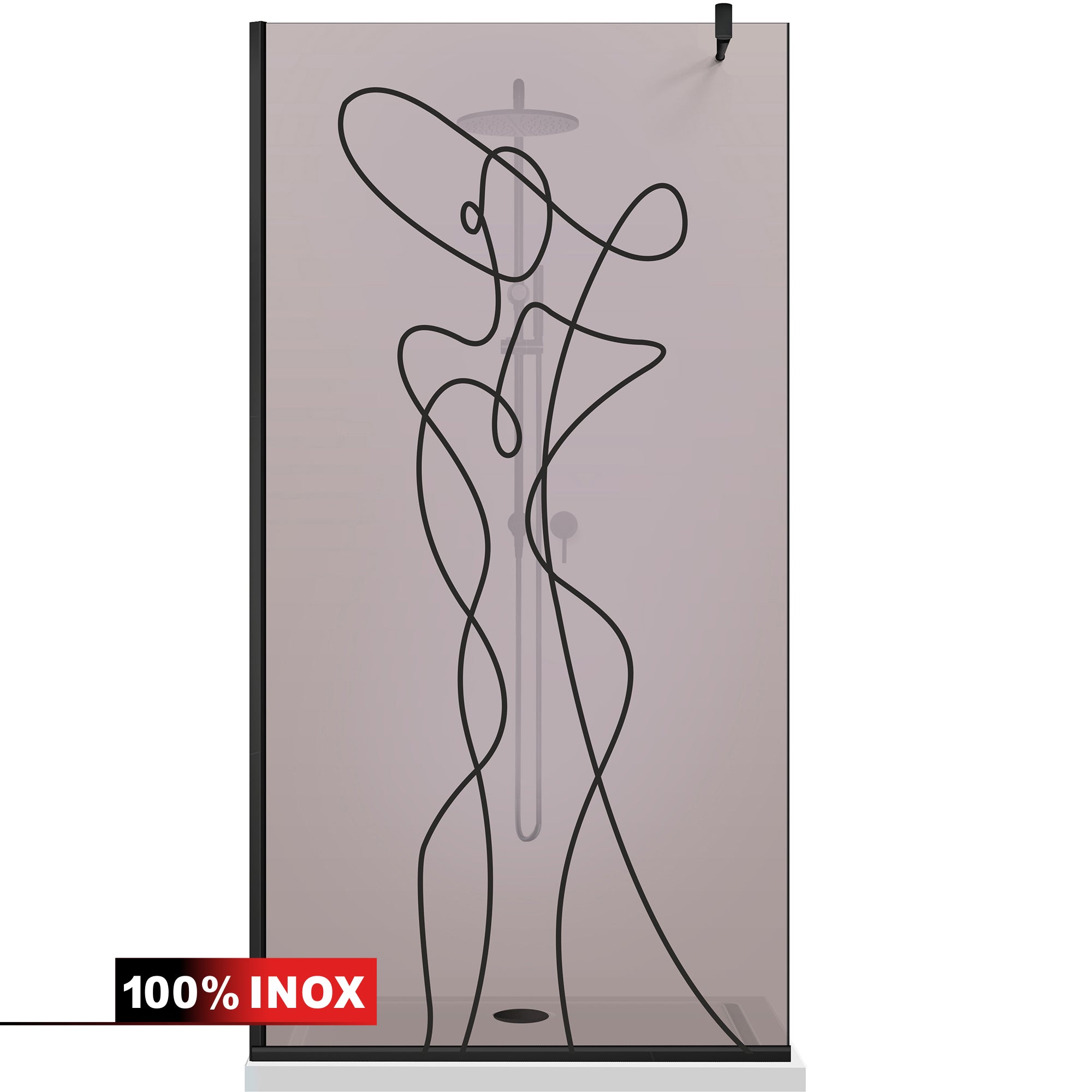 Paravan dus Walk-in, Perete dus  Negru, #Bronz #Bronz