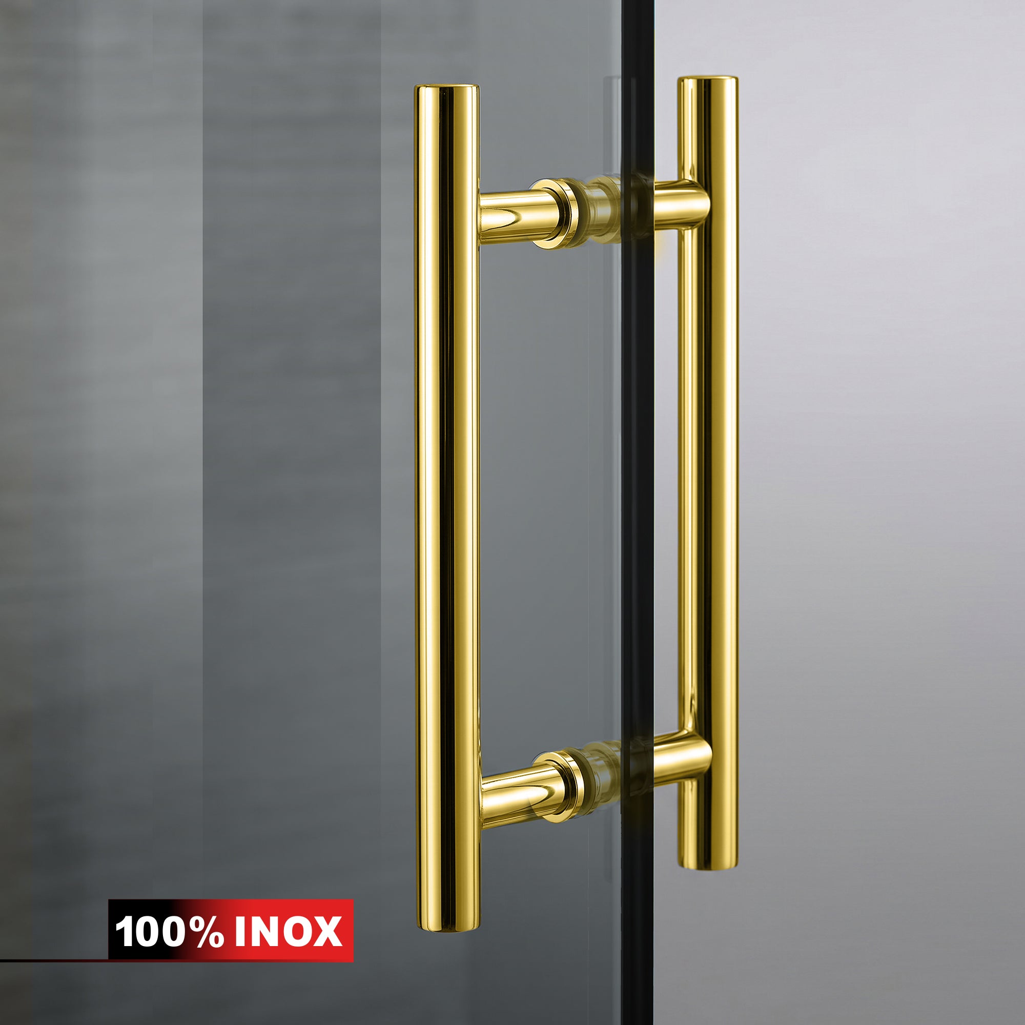 Porta in vetro battente oro, #Grigio