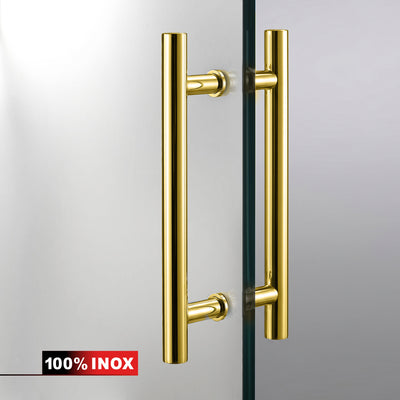 Porta in vetro battente oro, #Satinato