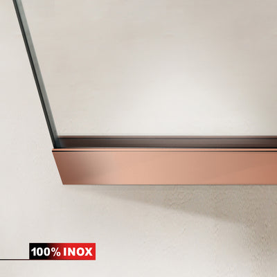 Paravento doccia walk-in Aqua Elegance® Copper, ferramenta full inox rame, vetro chiaro, temperato