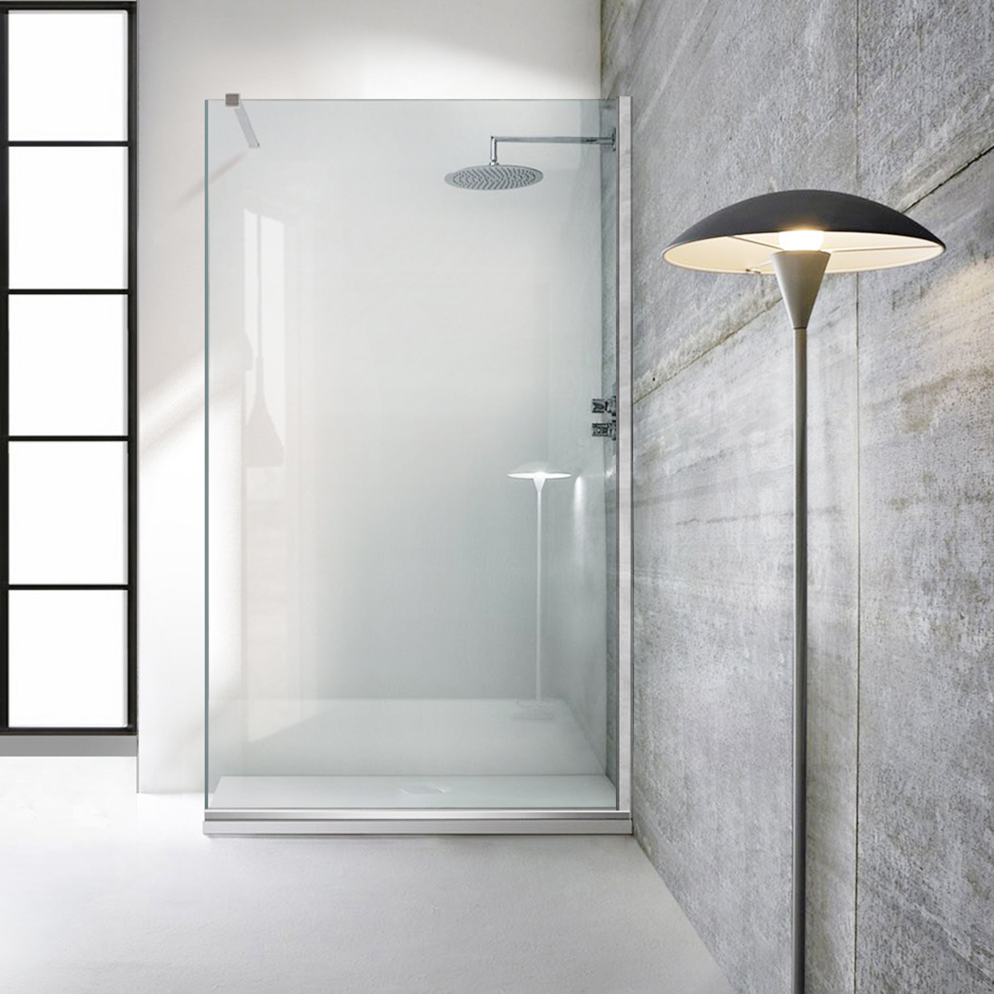 Paravan dus Walk-in, Perete dus  Inox, #Clara #Víztiszta